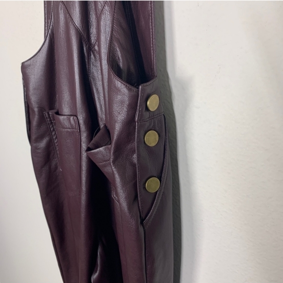 Lulus Modern Charm Vegan Leather Overalls Plum Purple Sz XS - Picture 11 of 15